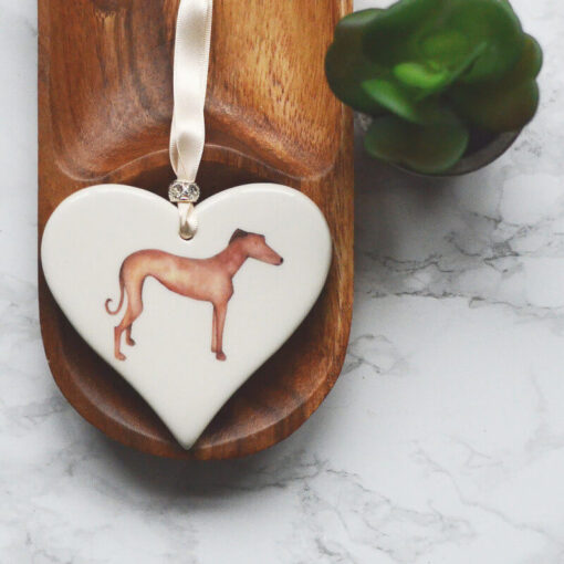 Ceramic Heart - Greyhound Brown