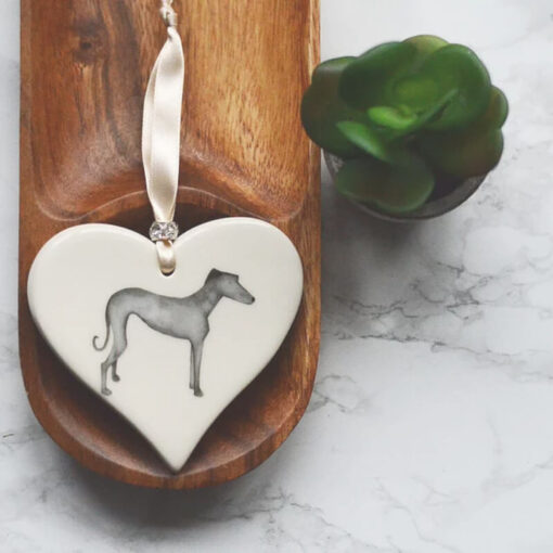 Ceramic Heart - Greyhound Grey