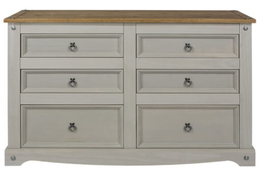 Coson Grey Pine 3+3 Wide Chest Of Drawers