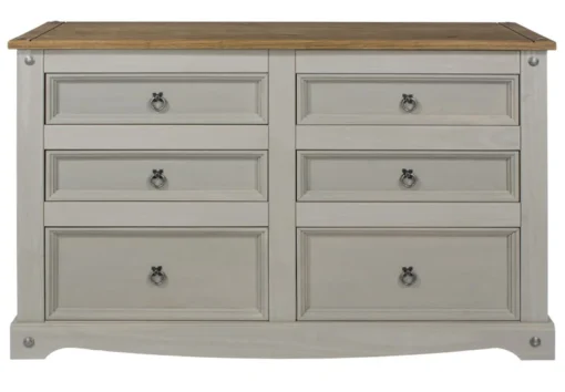Coson Grey Pine 3+3 Wide Chest Of Drawers