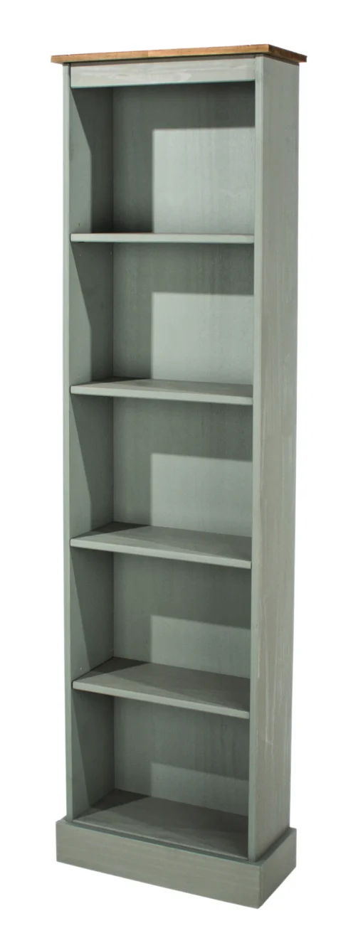 Coson Grey pine tall narrow bookcase