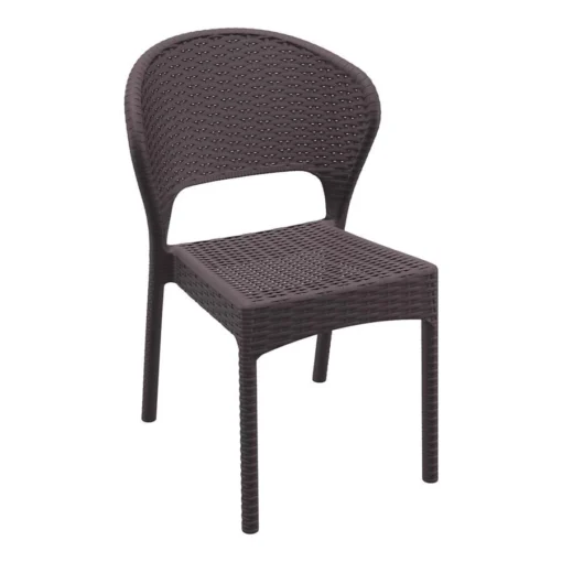 Daton Rattan Side Chair Brown Outdoor Garden