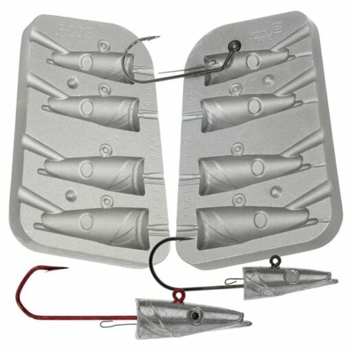 Eel Head Jig Mould 60 80 100 120g hooks 5150 8/0 12/0 + 7161 7/0; 8/0 eyes 6mm - eel-head-jig-mould