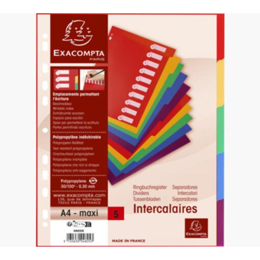 Exacompta A4 10 Part Chromaline File Dividers
