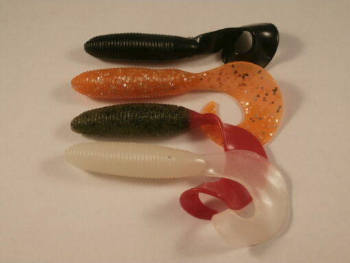 Fat Tail Grubs Jelly Worm Lures - Pack Qty 5 - 4 colours available - 90mm - Olive Green & Red Tail