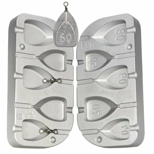 Flat Pear Bomb aluminium mould weights sinker lead mould carp barbel chub bream - cb37-100-6-swivel