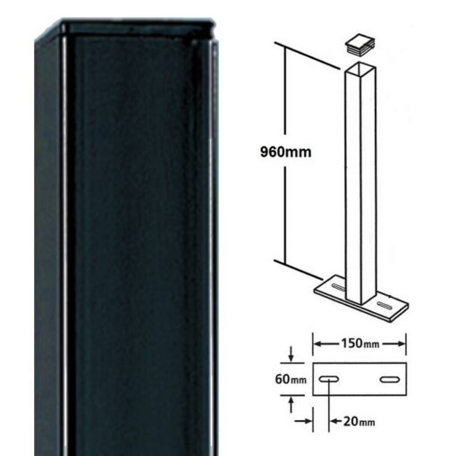 Flat top, Blank, Bolt-Down Metal Post