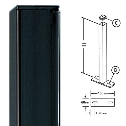 Flat top, Blank, Bolt Down Metal Post