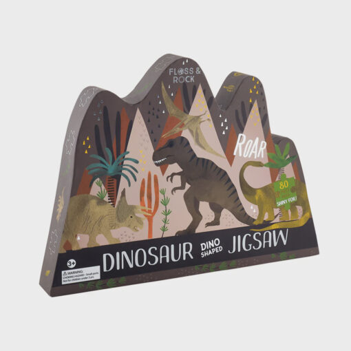 Floss & Rock Dinosaur Jigsaw Puzzle in Shaped Box - 80 Pieces