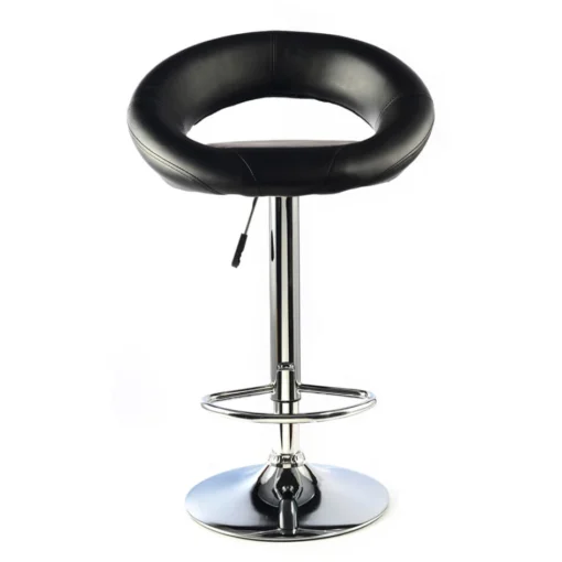 Furrai Kitchen Bar Stool PVC Chrome & Black Height Adjustable