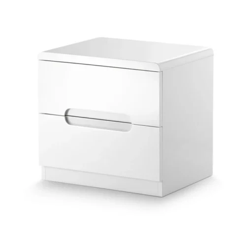Grant White High Gloss 2 Drawer Bedside Table