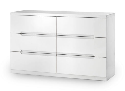 Grant White High Gloss 6 Drawer Wide Chest