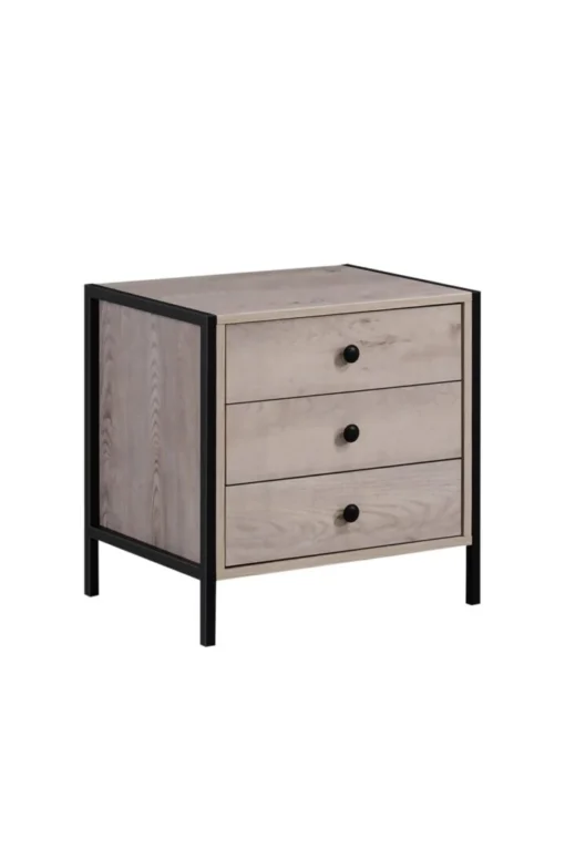 Kahra Nightstand Three Drawers Ash Oak