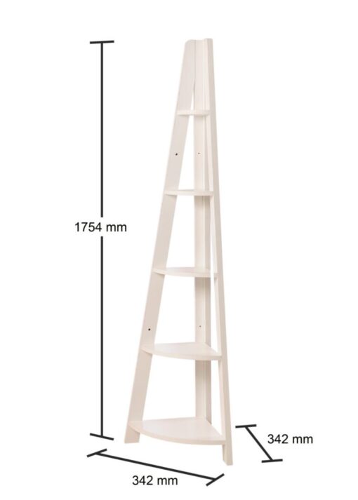 Kira Corner Ladder Bookcase White