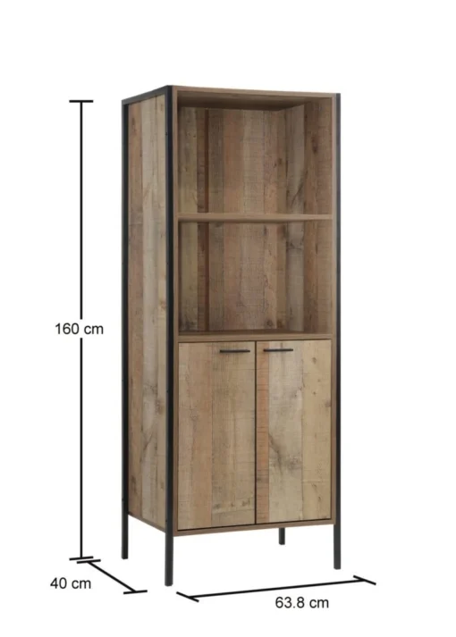 Kretin Storage Bookcase With 2 Doors Rustic Oak