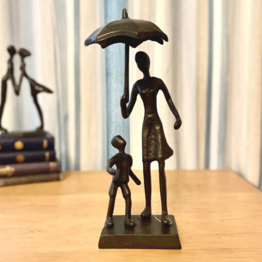 Mum & Child with Umbrella Sculpture