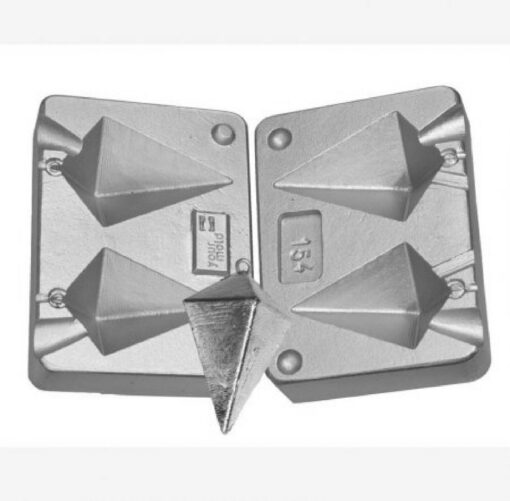 Pyramid Weight Mould for sea fishing, Aluminium twin mould 130-180gram - cb154-100-1-stainless-loops