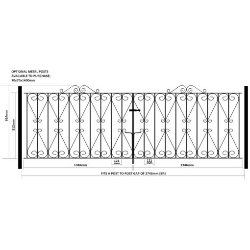 Regent Scroll Metal Driveway Gates 914mm High