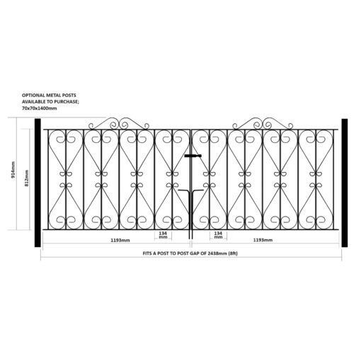 Regent Scroll Metal Driveway Gates 914mm High