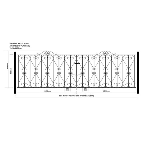 Regent Scroll Metal Driveway Gates 914mm High