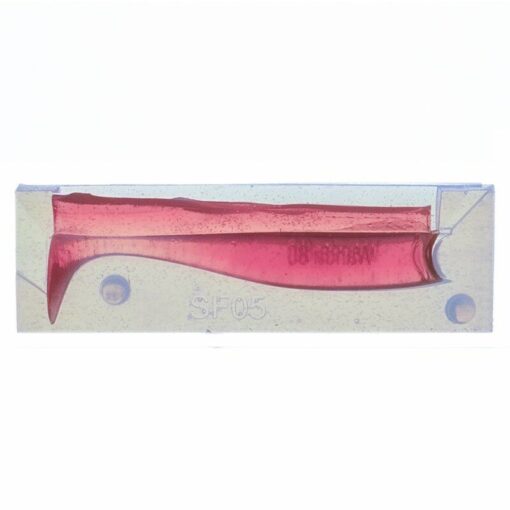 Semi hard silicone paddle tail mould with 2 pieces of 4mm Plexiglas soft baits