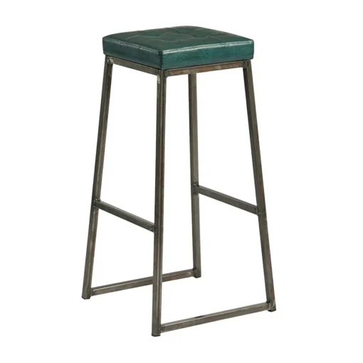 Style High Stool Lacquered metal frame - Teal Padded Seat Pad.