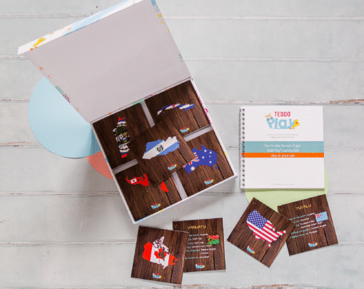 Teddo Play - Americas and Oceania Geography Flags and Facts Learning Cards Set