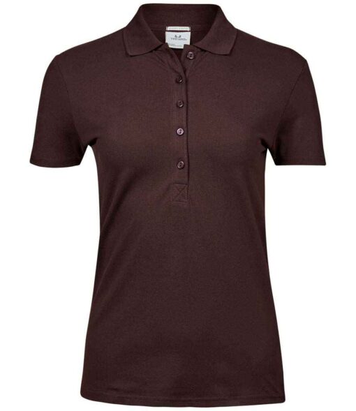 Tee Jays Ladies Luxury Stretch Polo Shirt - Chocolate, 3XL