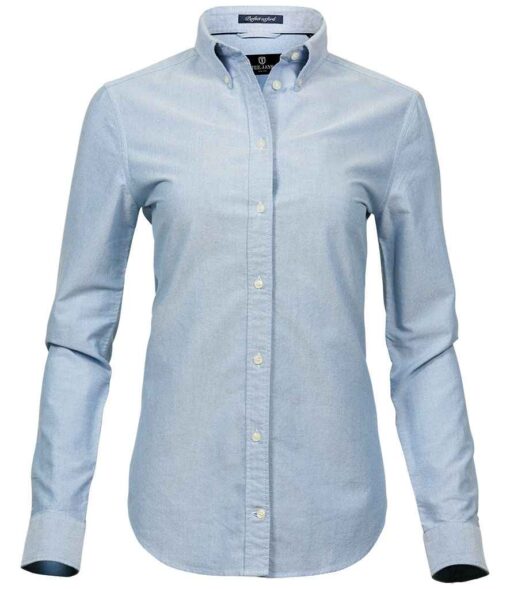 Tee Jays Ladies Perfect Long Sleeve Oxford Shirt - Light Blue, 3XL