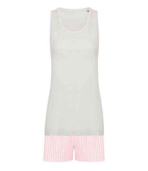 Towel City Short PJ's in a Bag - White/Pink, 3XL