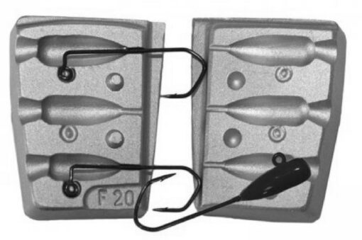 Tube Jig mould produces 3 jigs deadly for Cod Salmon,Trout, most predatory fish - mould-plus-30-assorted-hooks