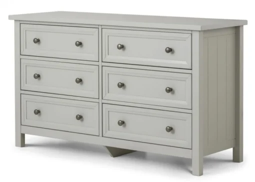 Viyella Dove Grey 6 Drawer Wide Bedroom Chest Drawers Stone