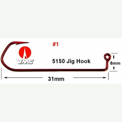 VMC Red Jig Hooks Model 5150 Jig Hooks Salt Water Boat Hooks Cod Ling Pollack - 1, 100