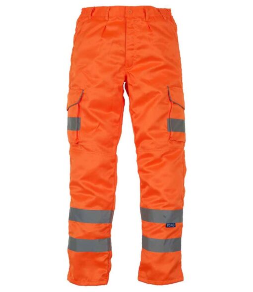 Yoko Hi-Vis Cargo Trousers with Knee Pad Pockets - Orange, 42/L