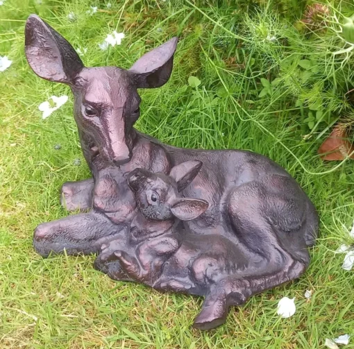 Doe and Baby Fawn Garden Sculpture Deer Ornament