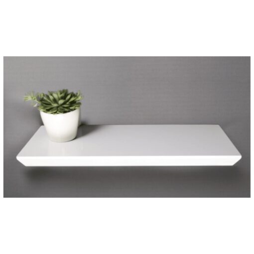High Gloss White Bevelled Edge Floating Shelf 45x25x3.8cm