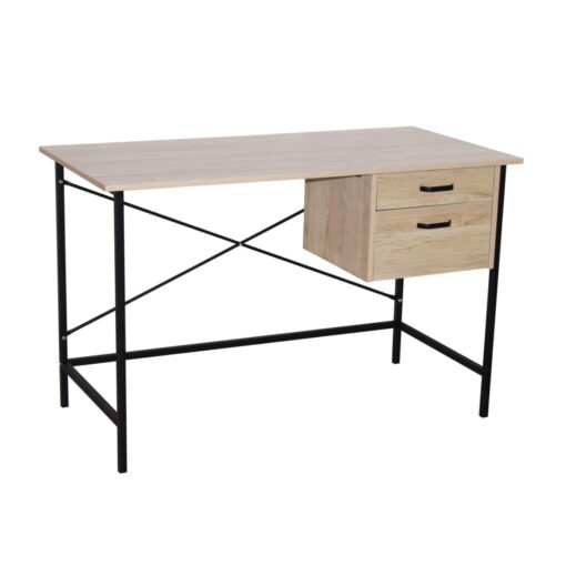 Lust 2 Drawer Desk Oak Effect Grey Metal Legs
