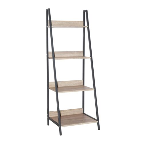 Lust Ladder Bookcase Unit Oak Effect Grey Metal Frames