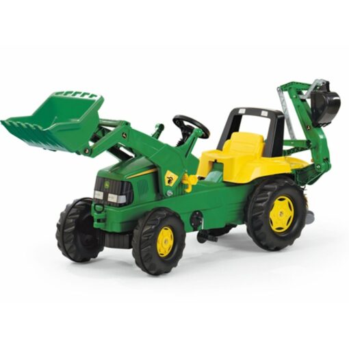 Rolly Toys Junior John Deere Tractor with Front Loader & Rear Excavator