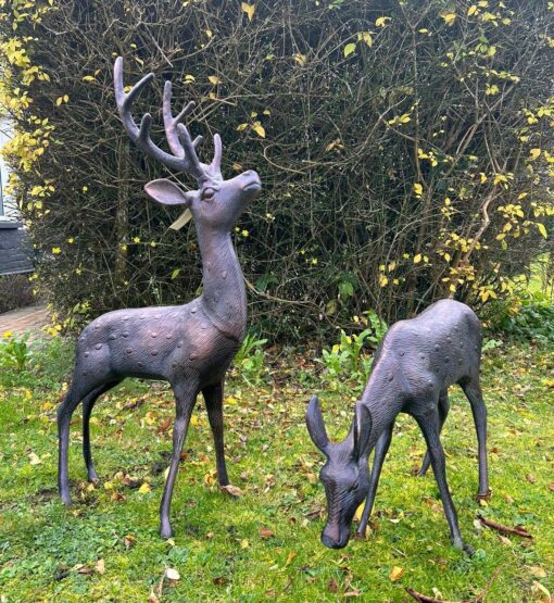 Aluminium Deer Sculpture - Stag and Doe - Medium