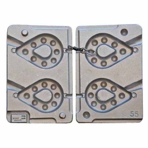 Aluminium Mould for 2 Pear Shaped Grippa Weights 150/170gram - all-saltwater, cbt55-mould-100-2-brass-loops