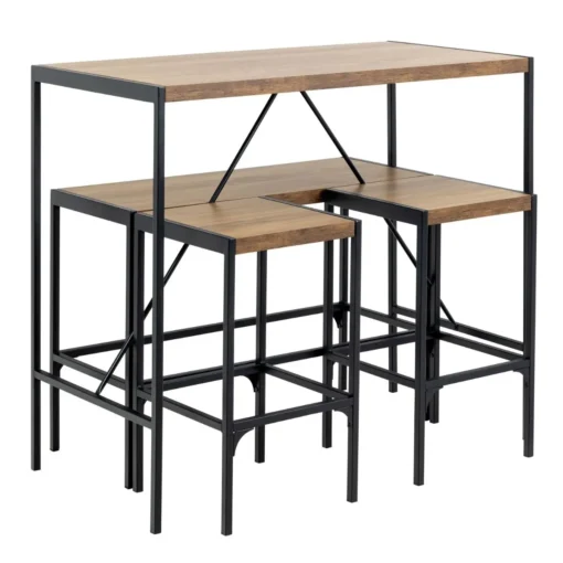Bosnoni Bar Table Set Black and Oak