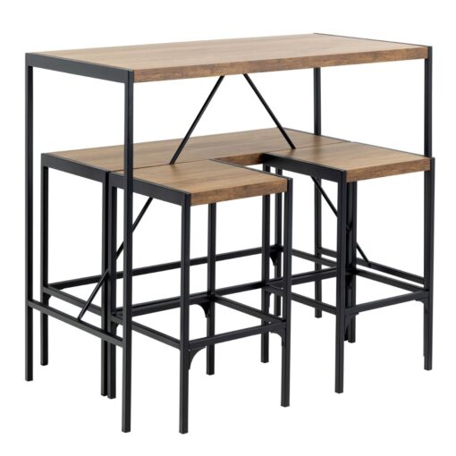 Bosnoni Bar Table Set Black and Oak