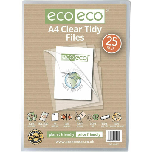 eco-eco A4 Clear Tidy Files 25 Pack
