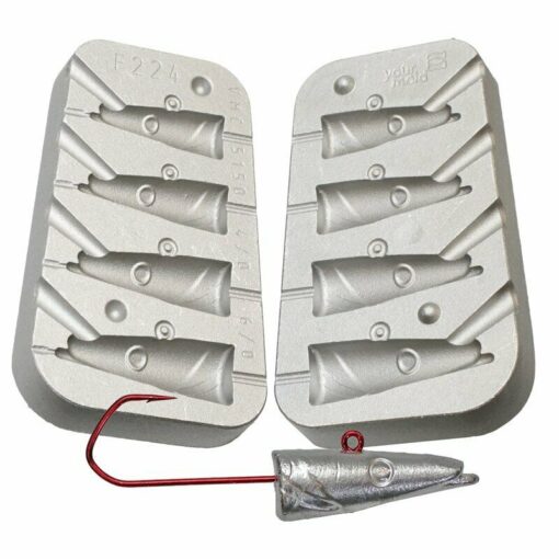 Eel Head Jig Mould 30,40,50,60g VMC 5150 hooks 5150 4/0 and 6/0 Kayak Fishing - cm224-mould-25-assorted-4-06-0-vmc-5150