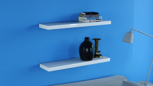 Gloss White floating Shelves double deal 80x20x3.8cm