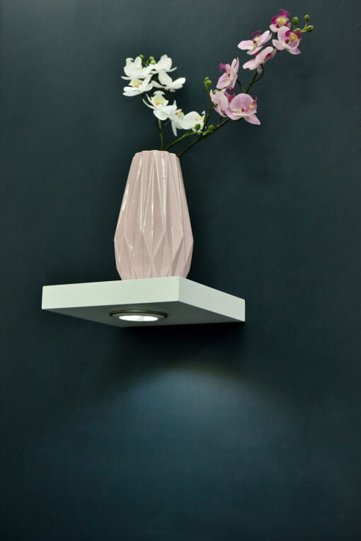 High gloss White LED floating shelf 100x 23.5x3.8cm