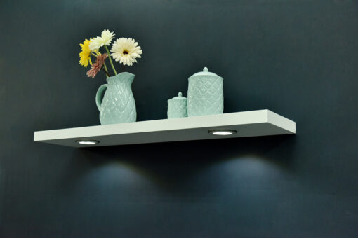High gloss White LED floating shelf 100x 23.5x3.8cm