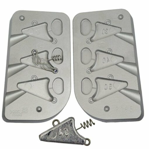 Mould for Fish Head Jig 30,40,50g Ideal for Kayak and LRF, Pier fishing - cm195100-loops-100-bait-screws-1
