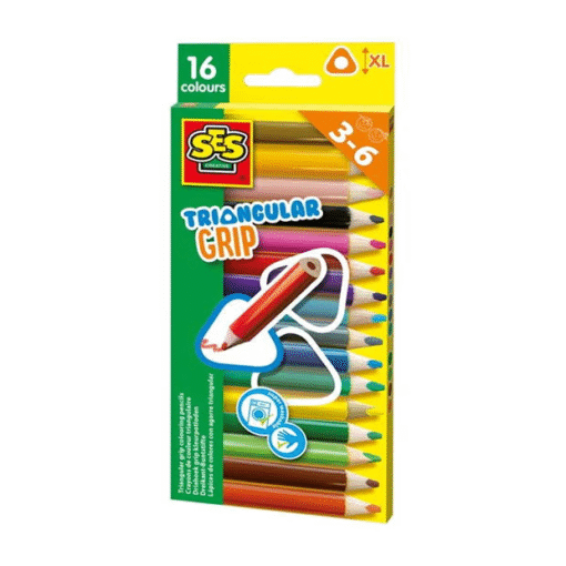 Triangular grip colouring pencils 16 pieces